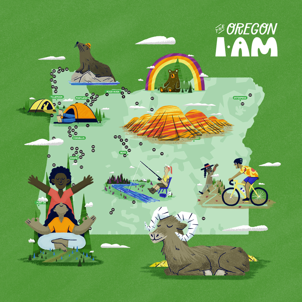 Coalition of Oregon land trusts: the oregon I am campaign illustration