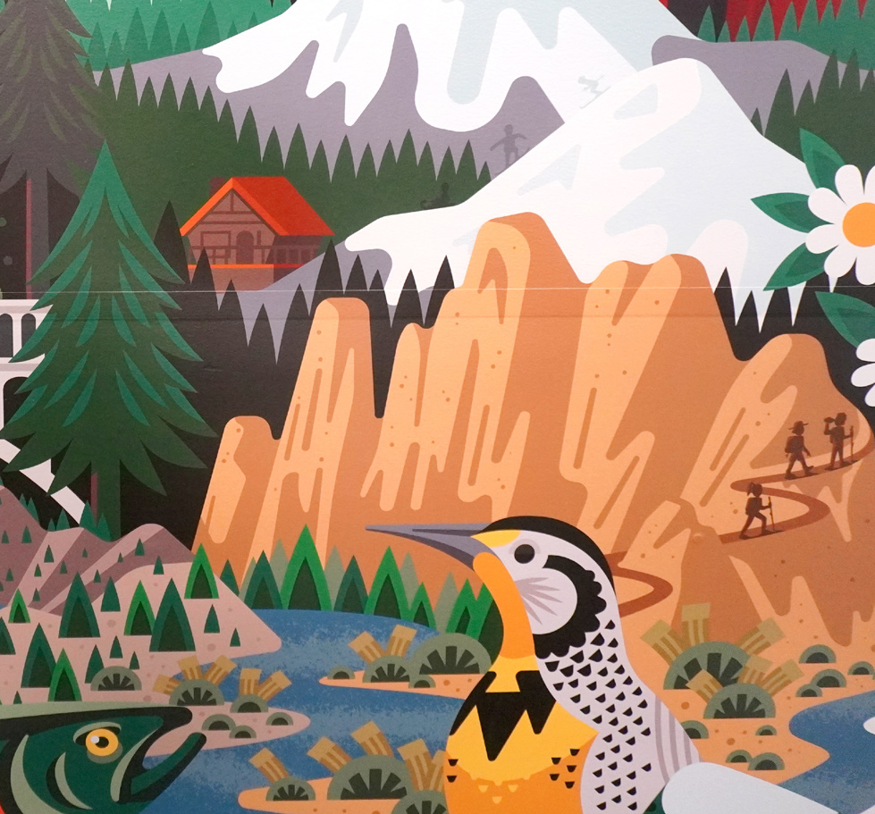 timbers mural illustration close up