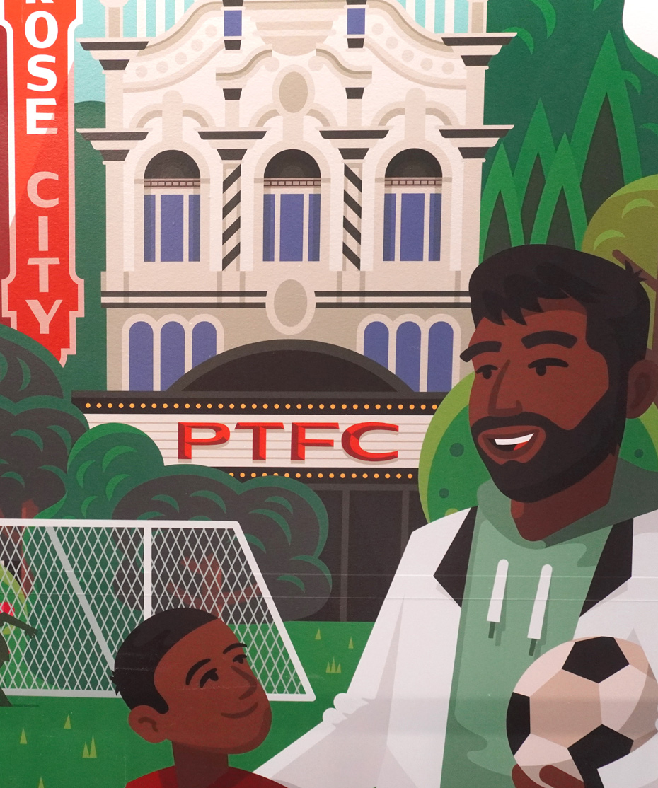 timbers mural illustration close up
