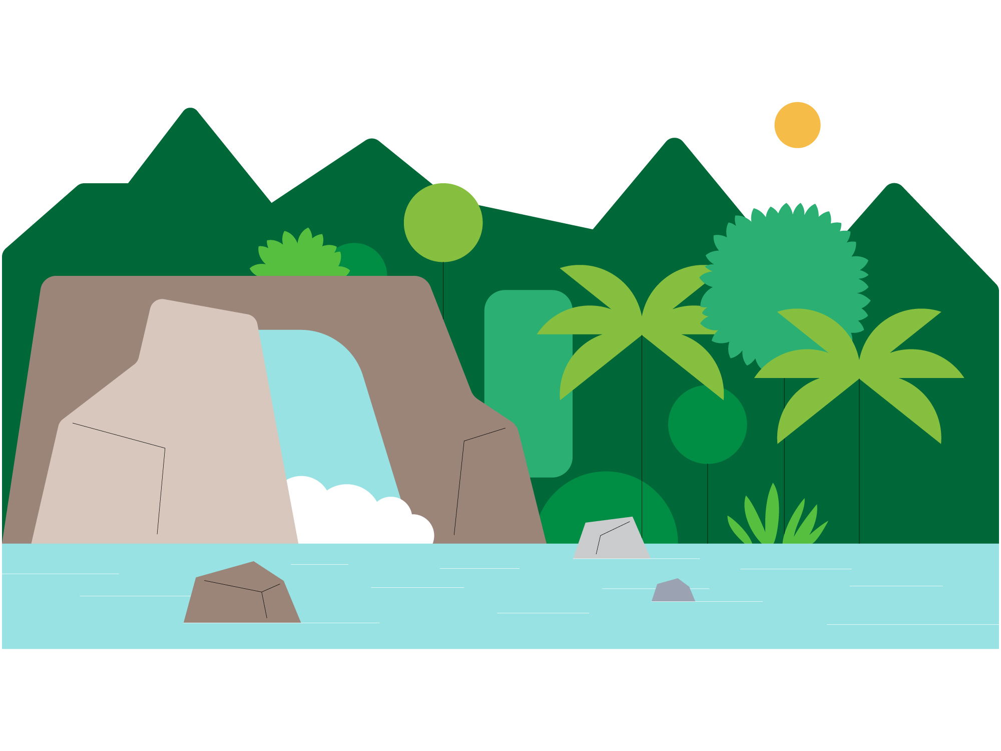 Mercy Corps illustrated background scenes