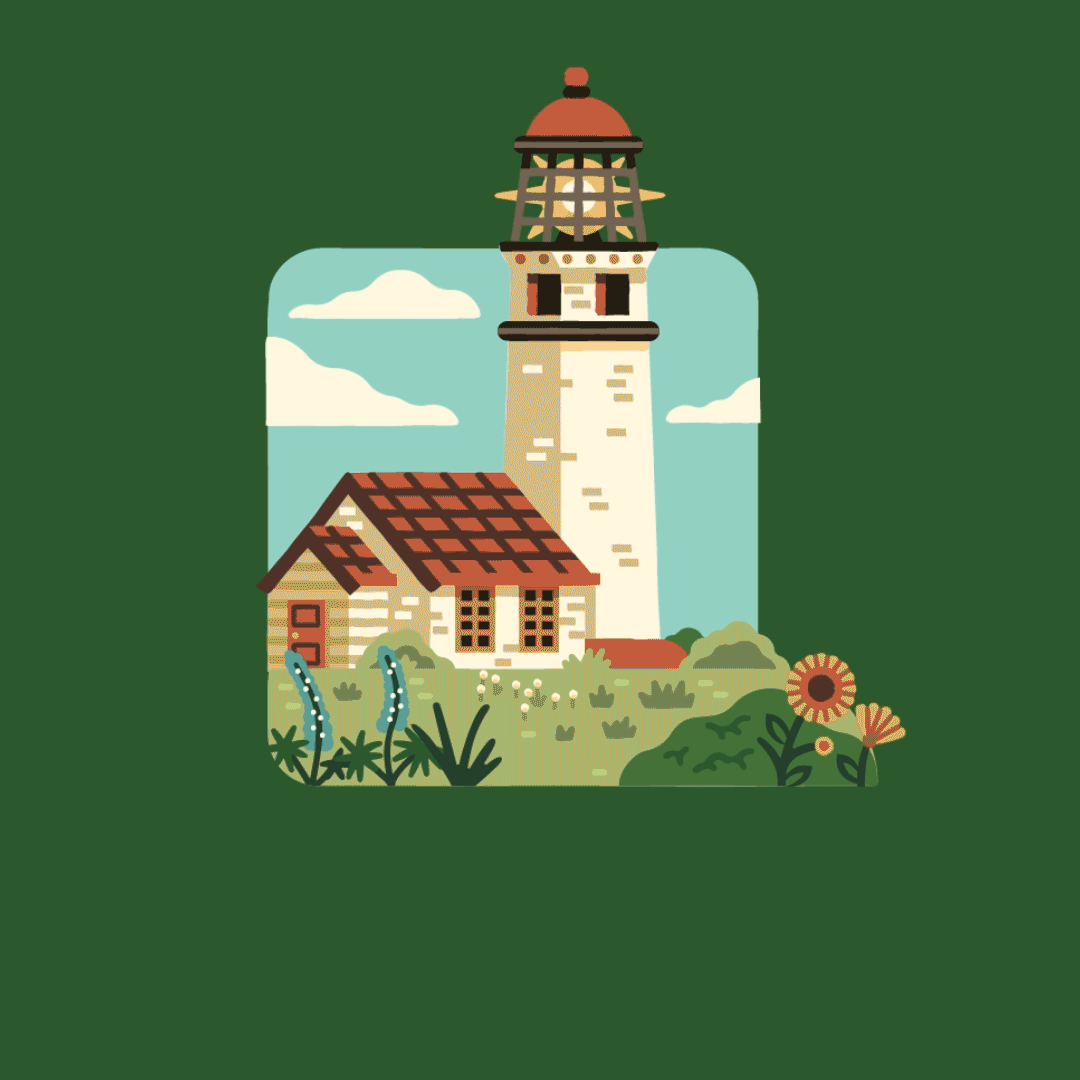 Oregon Parks and Rec Department hero vs. icon lighthouse animation