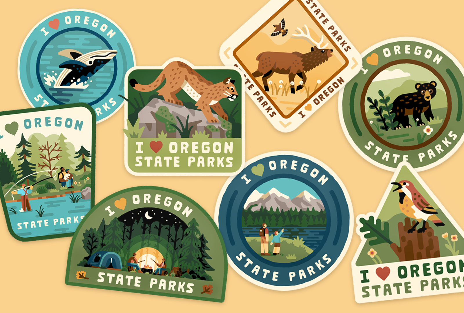 OPRD illustrated stickers/badges