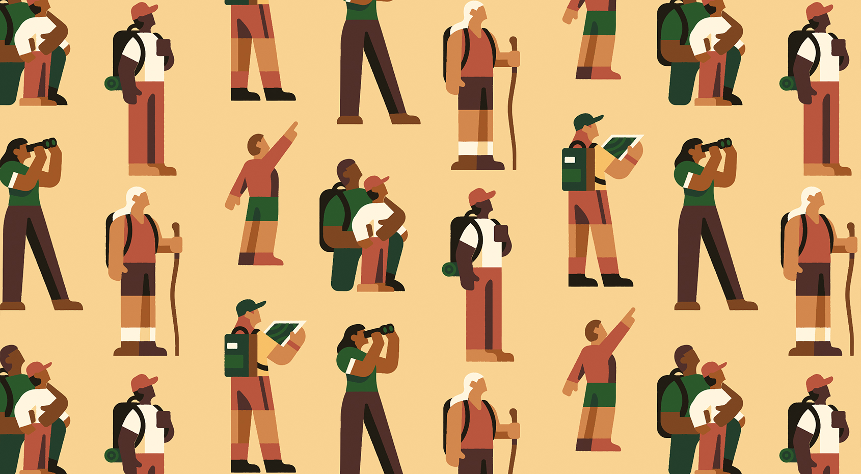 Explorer people illustrated pattern
