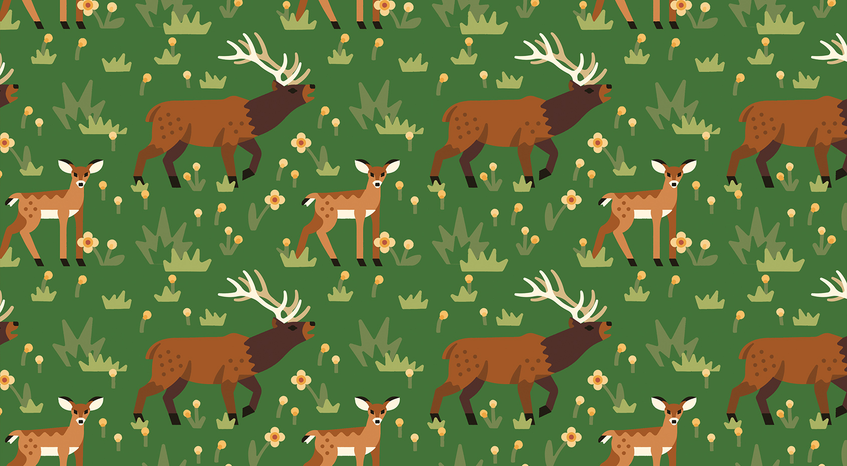 Meadow illustrated pattern with deer