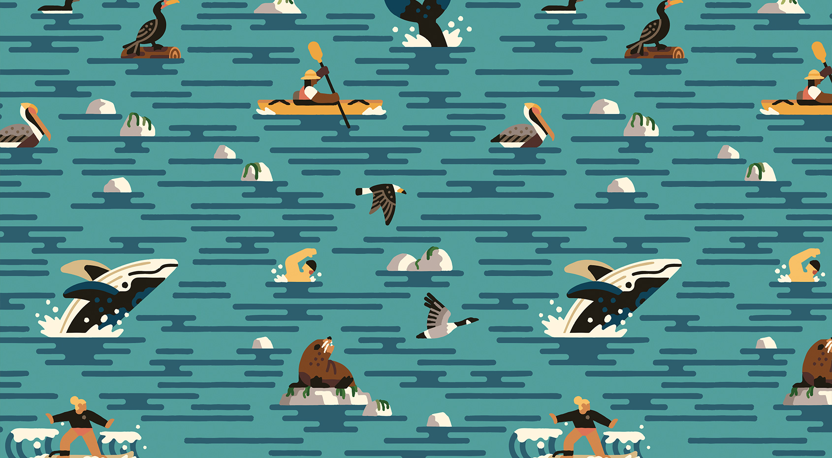 Ocean extravaganza illustrated pattern