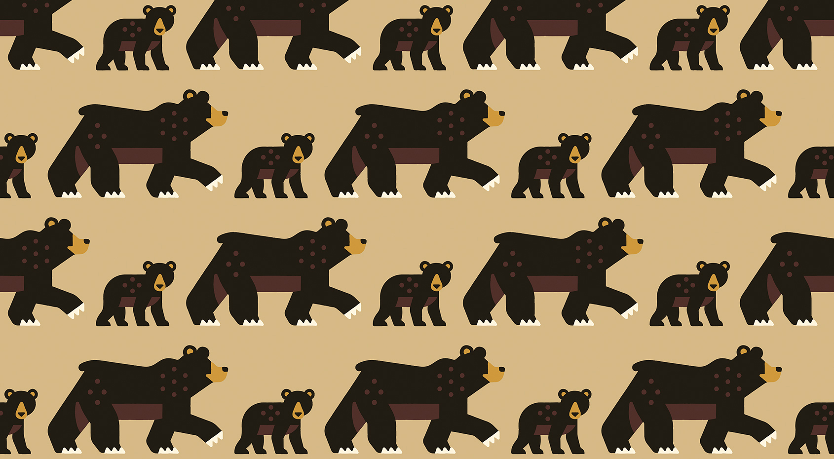 Mom and baby bear illustrated pattern