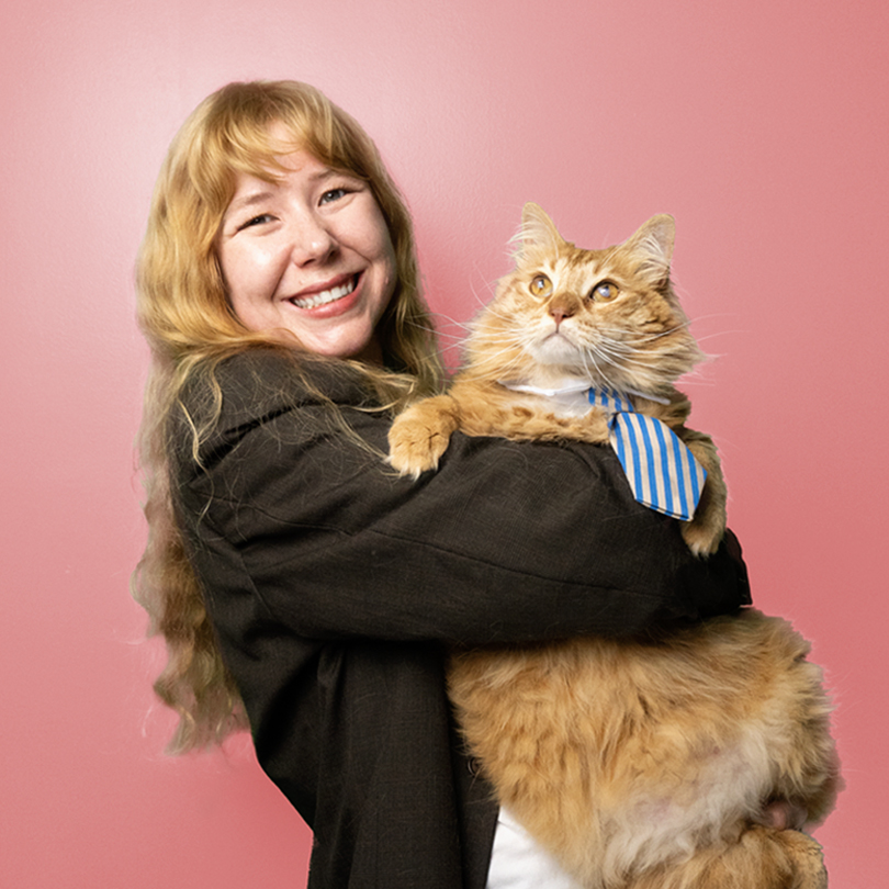 Corinne O'Connor with Junior, her cat