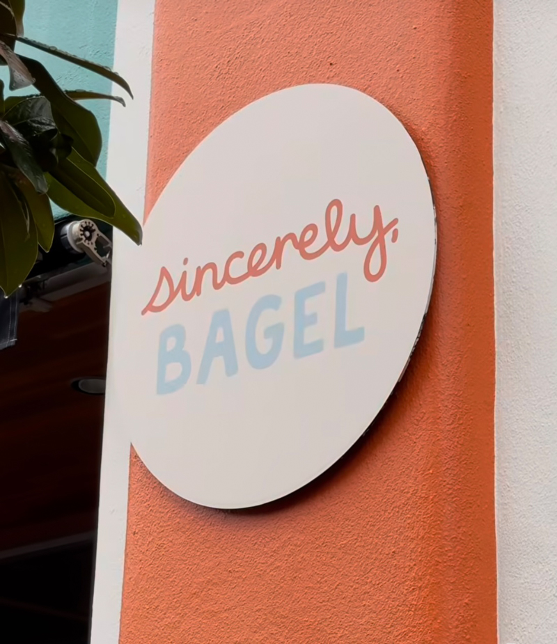 Picture of Sincerely Bagel sign in Portland